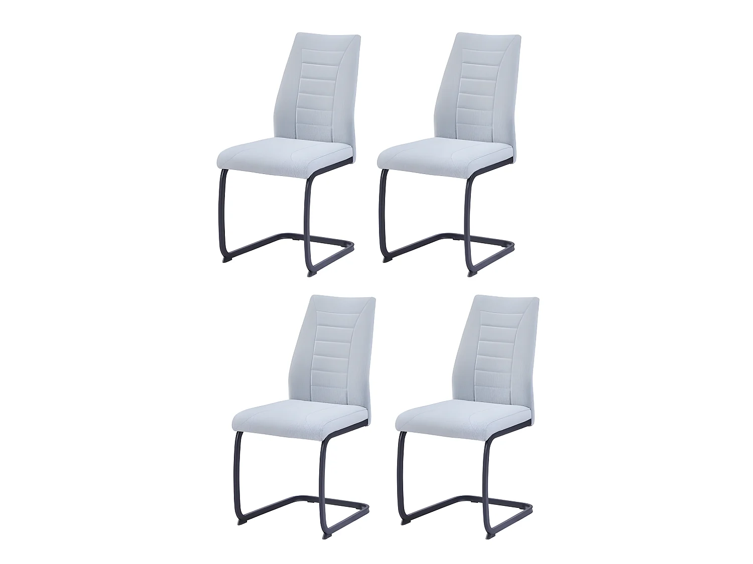 Esszimmerstuhl 4er-Set - Stoff - grau - MINIA