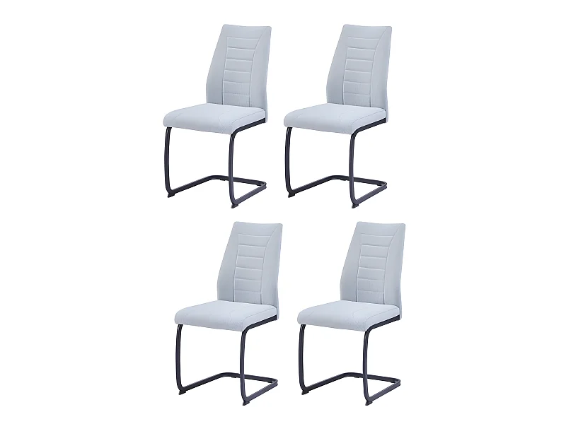 Esszimmerstuhl 4er-Set - Stoff - grau - MINIA