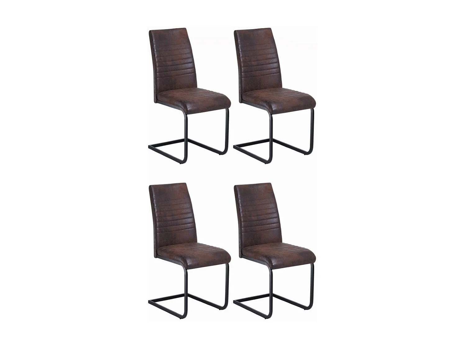 Esszimmerstuhl 4er-Set - Stoff & Schwarzes Metall - braun - TIBER