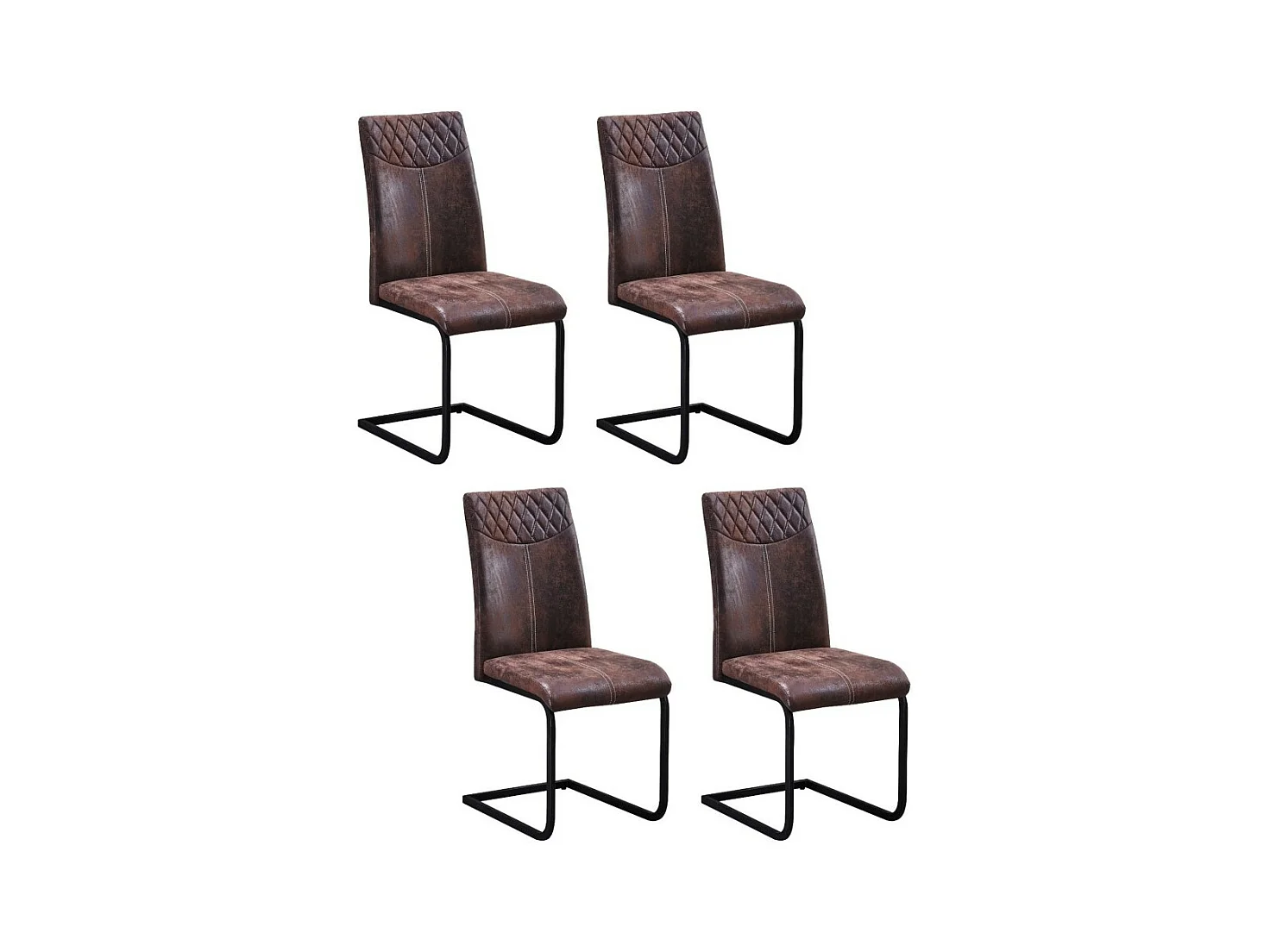 Esszimmerstuhl 4er-Set - Stoff & Metall - grau - AMINTAS