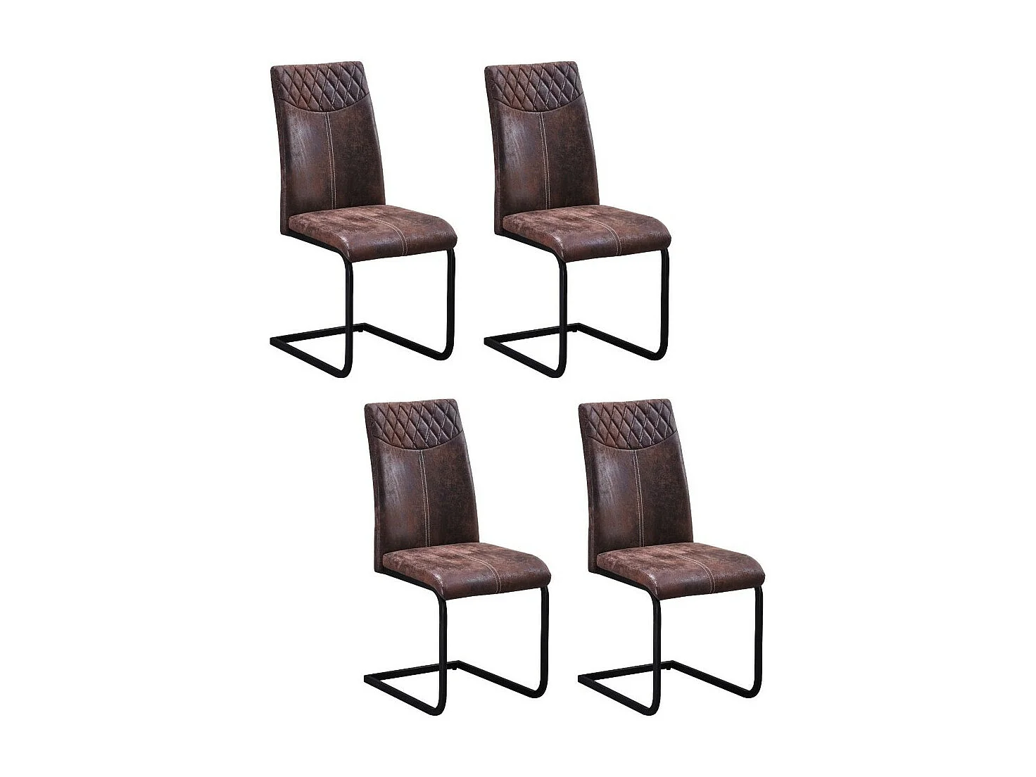 Esszimmerstuhl 4er-Set - Stoff & Metall - grau - AMINTAS