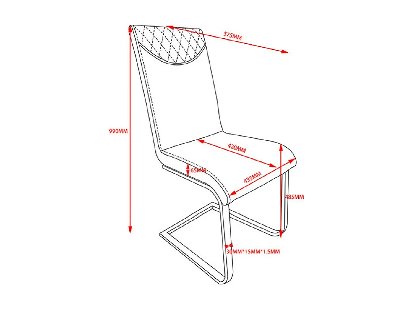 Esszimmerstuhl 4er-Set - Stoff & Metall - grau - AMINTAS