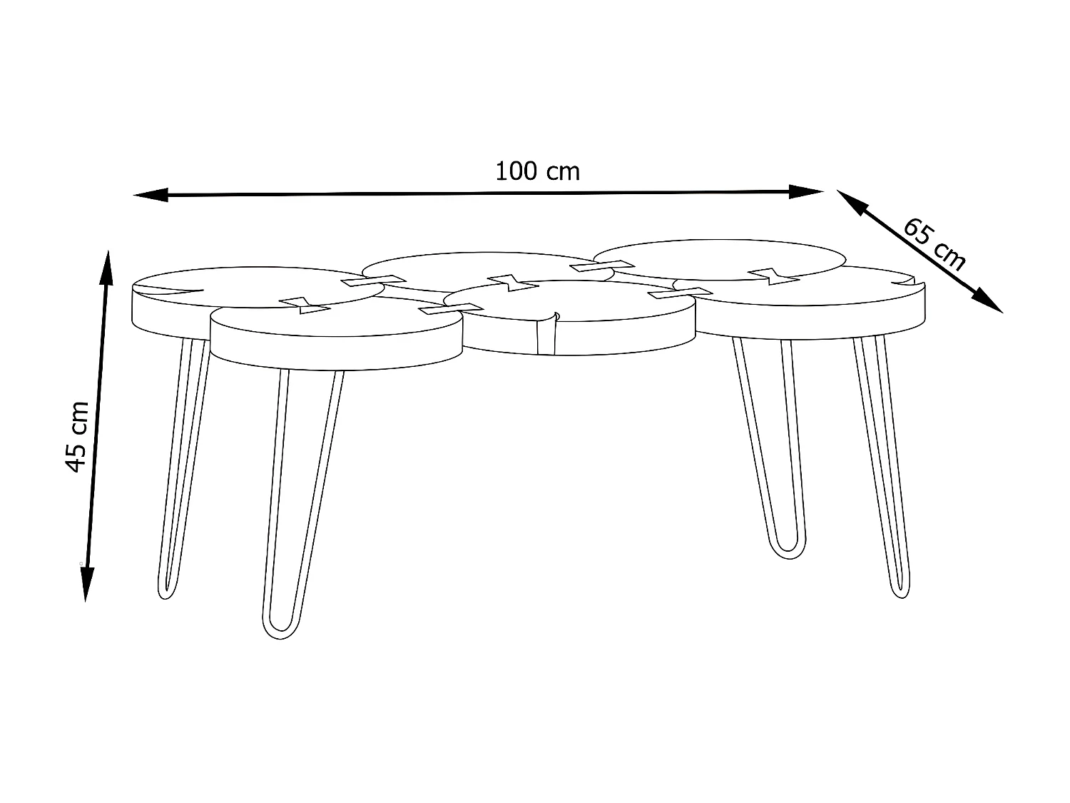 Salontafel - hout & metaal - acacia - HEXAS