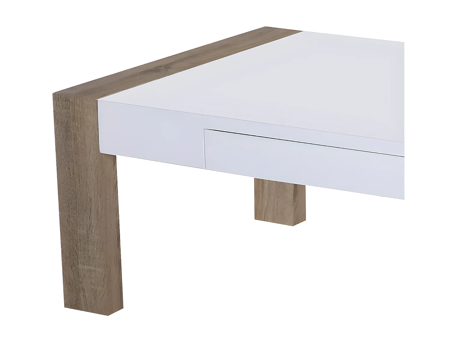 Couchtisch mit 1 schublade - Holz & MDF - weiß & braun - KALANI