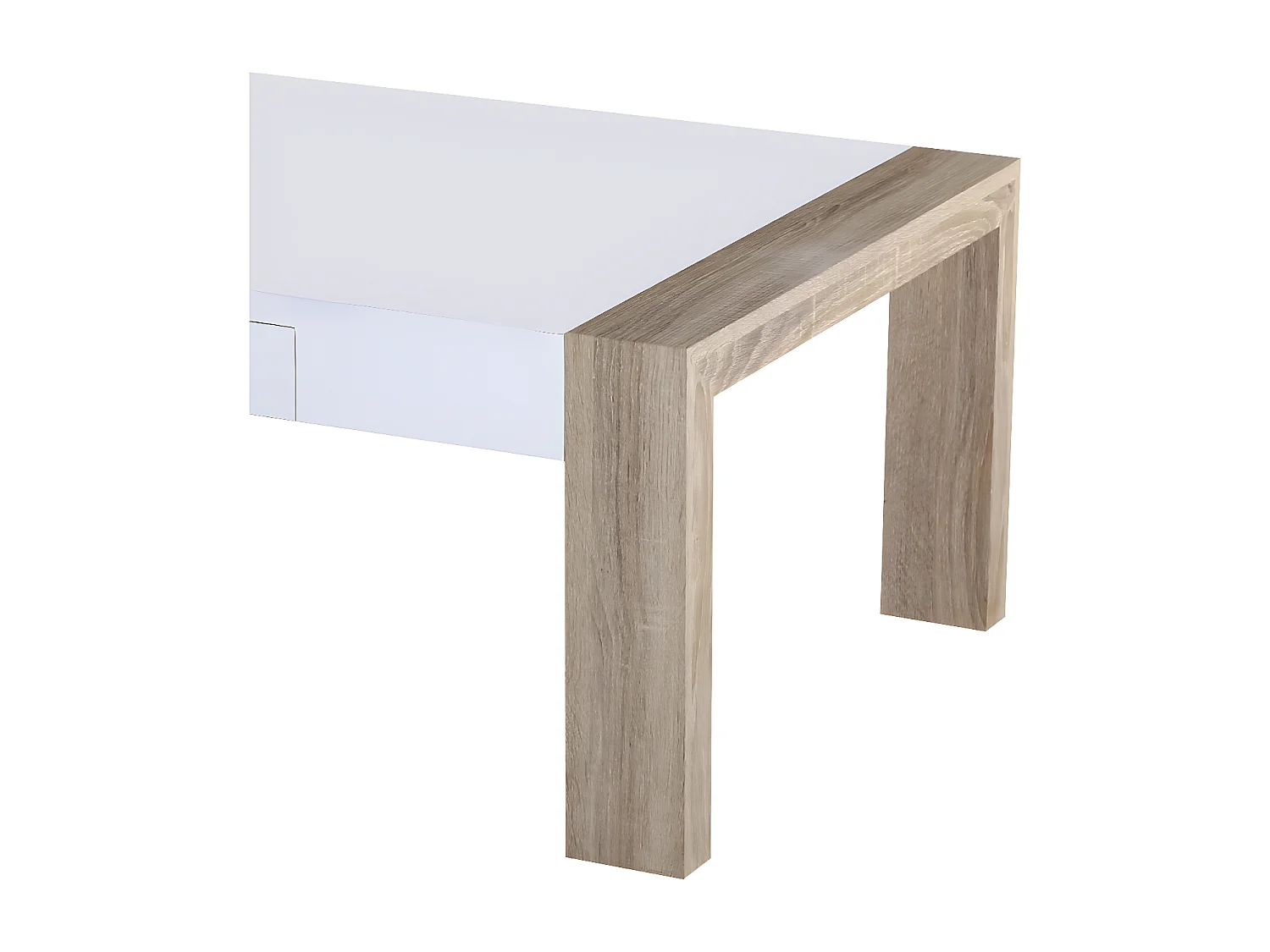 Couchtisch mit 1 schublade - Holz & MDF - weiß & braun - KALANI
