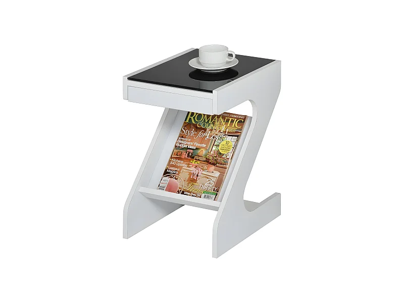 Couchtisch - MDF & glas - weiß - LARO