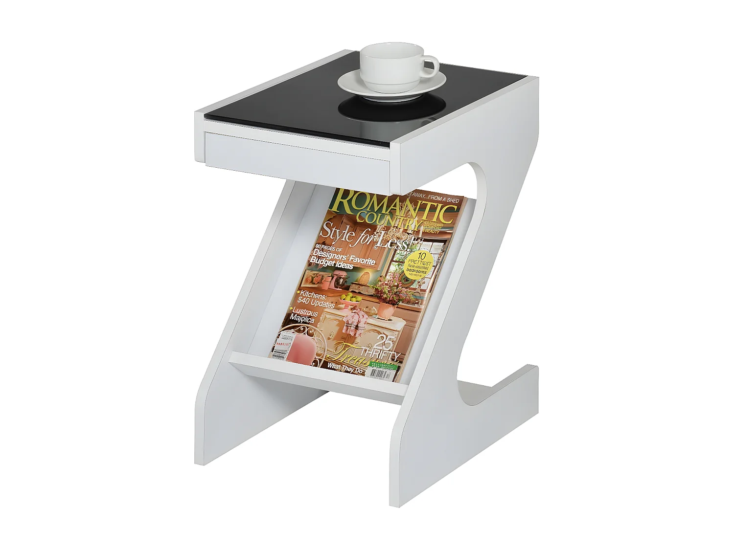 Table basse - MDF et verre - blanc - LARO