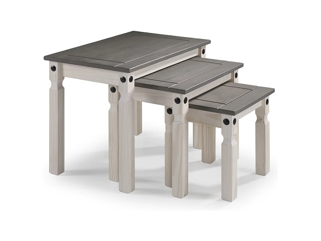 Ensemble de 3 tables basses - bois - pin - MARIANA
