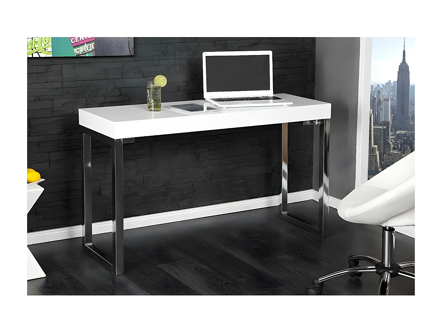 Bureau - MDF & metaal - wit - OLIMP