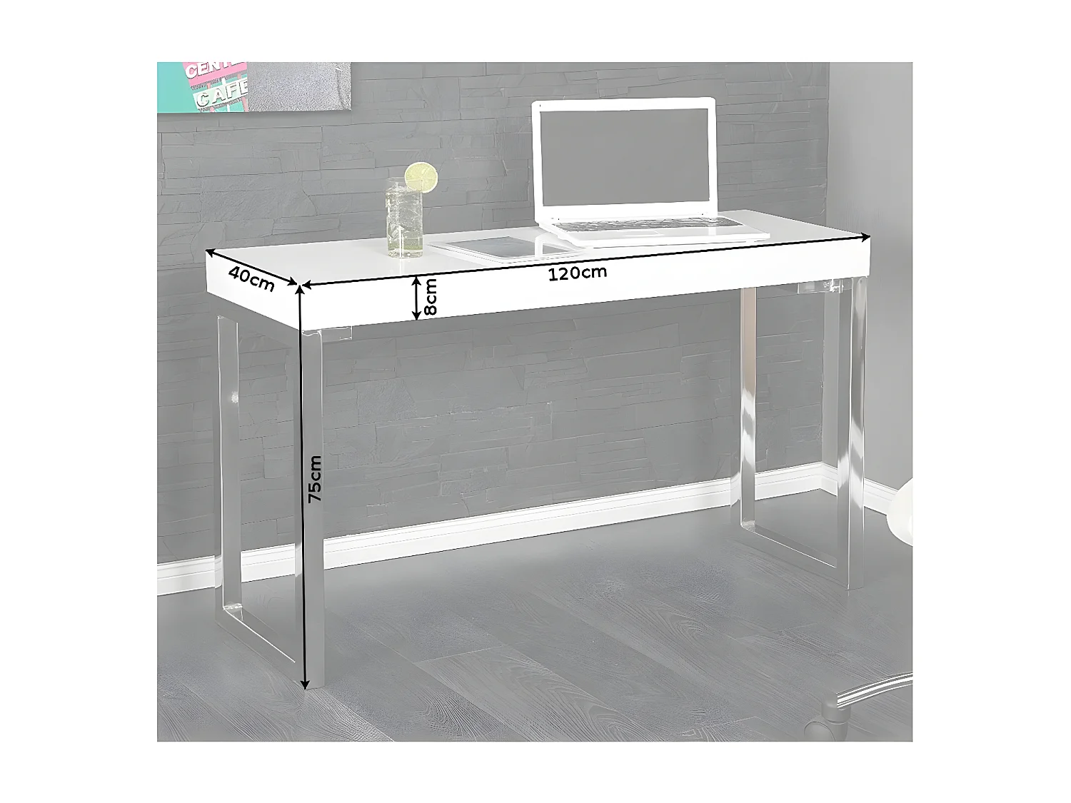 Bureau - MDF & metaal - wit - OLIMP