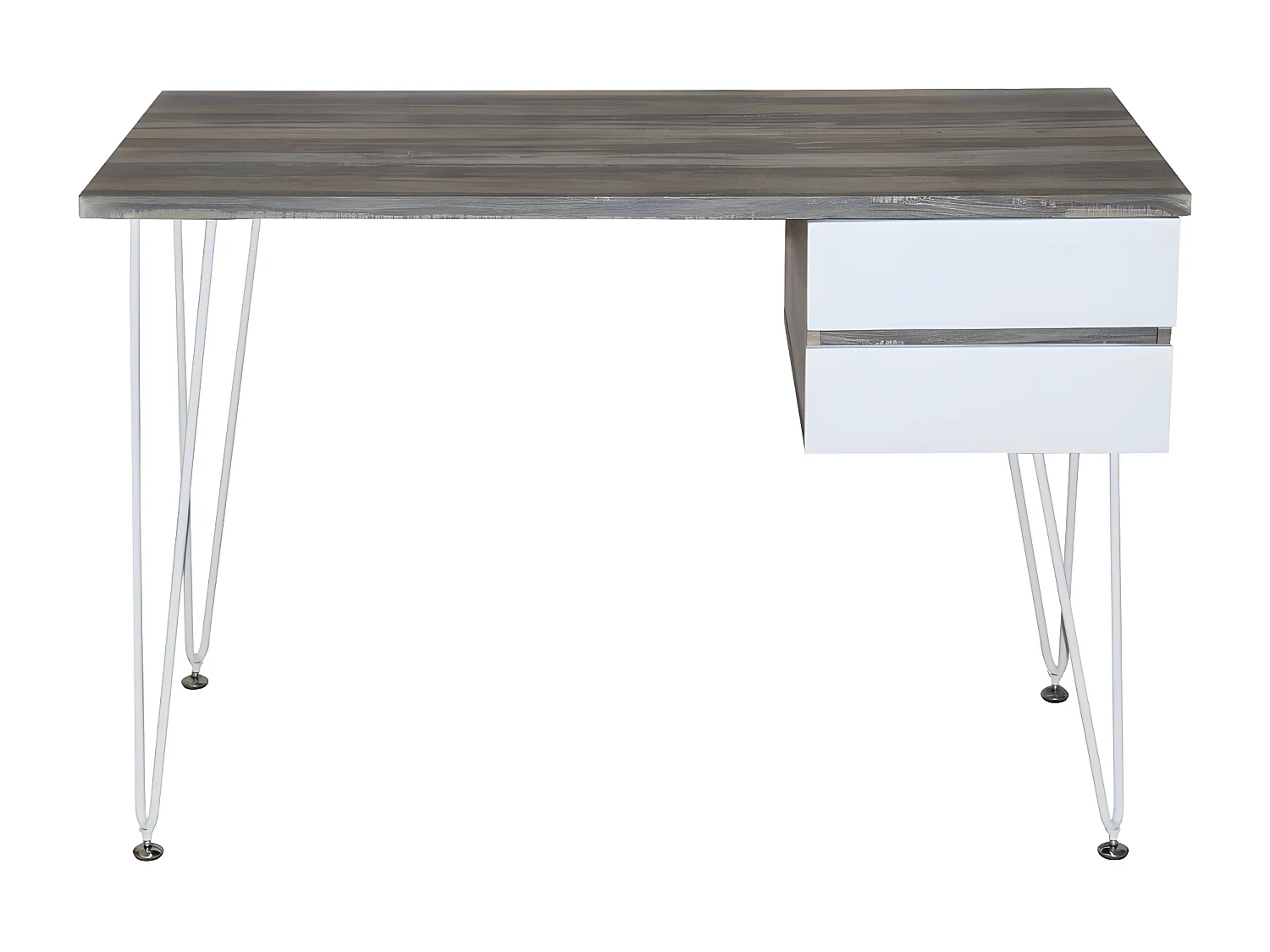 Bureau 2 tiroirs - aggloméré - noyer et blanc - TARAN