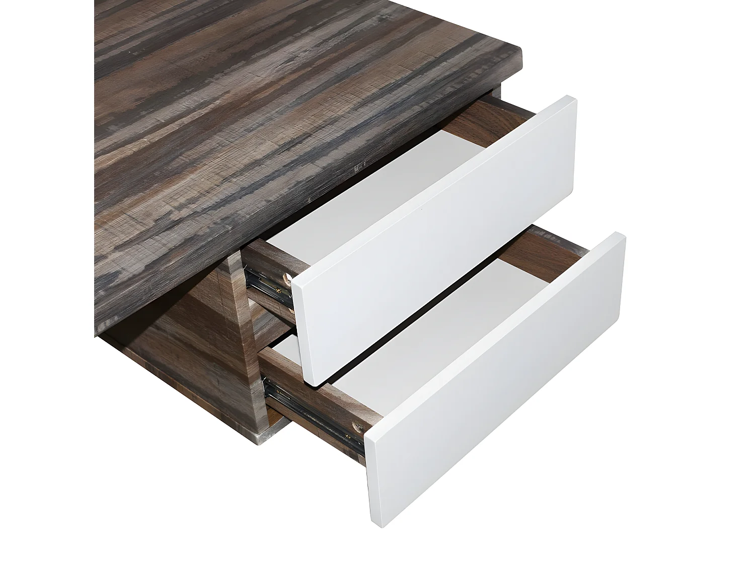 Bureau 2 tiroirs - aggloméré - noyer et blanc - TARAN