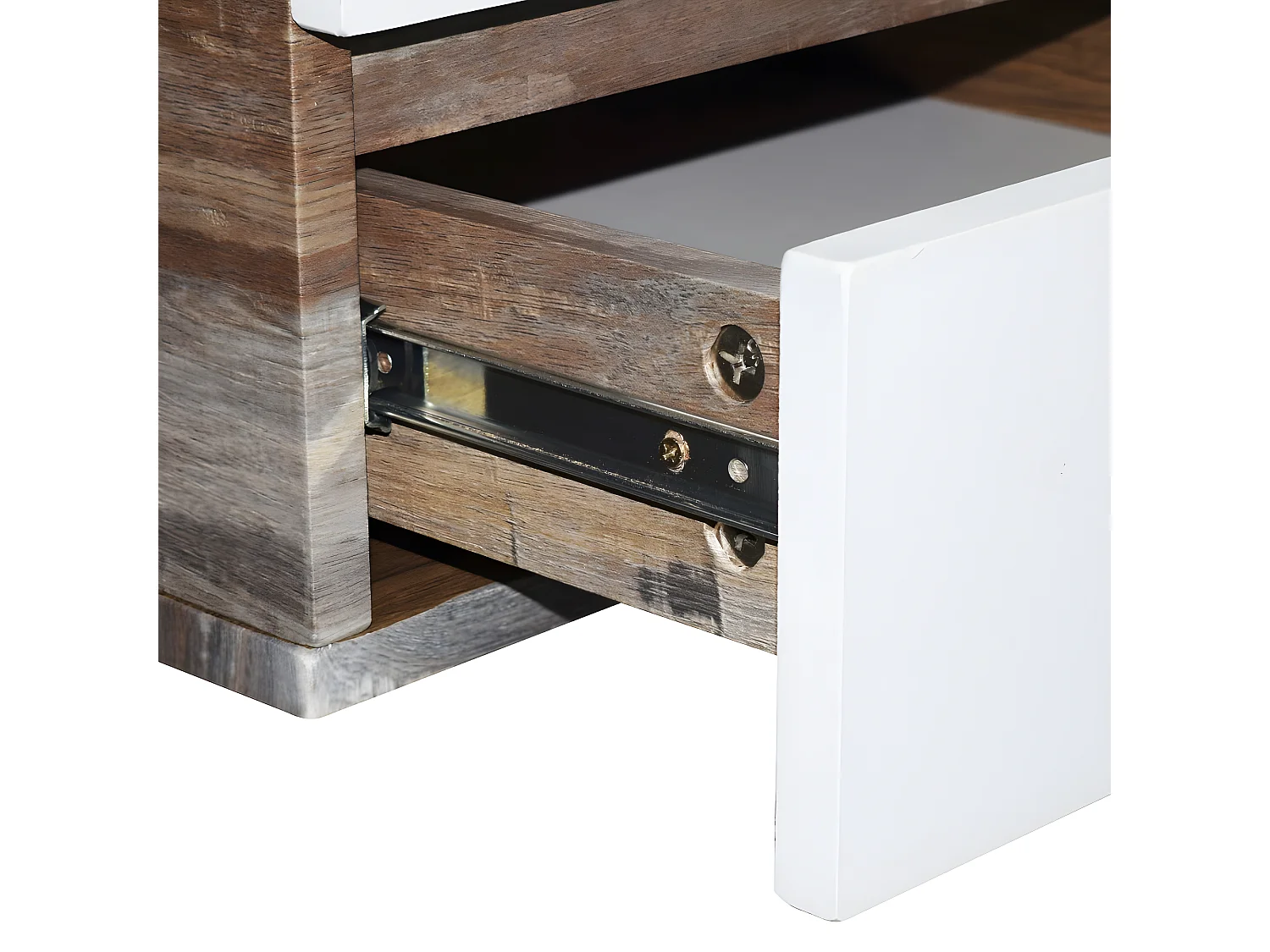 Bureau 2 tiroirs - aggloméré - noyer et blanc - TARAN