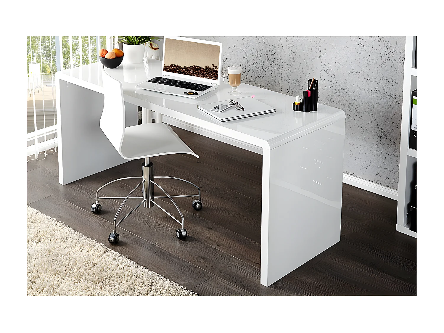 Schreibtisch - MDF - weiß - FELINA