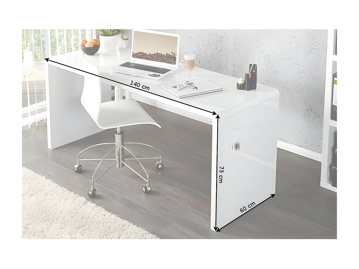 Schreibtisch - MDF - weiß - FELINA