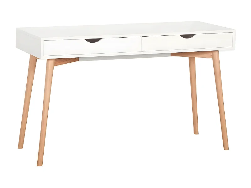 Schreibtisch mit 2 Schubladen - MDF - weiß - SKANDI