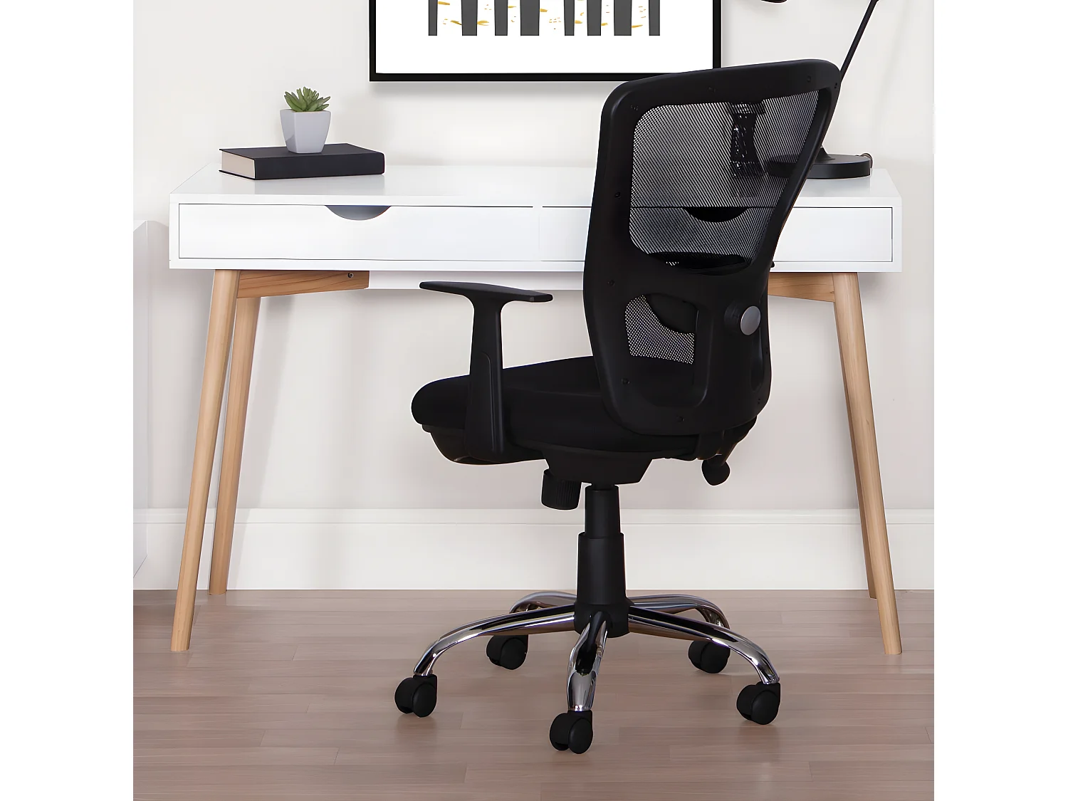 Schreibtisch mit 2 Schubladen - MDF - weiß - SKANDI