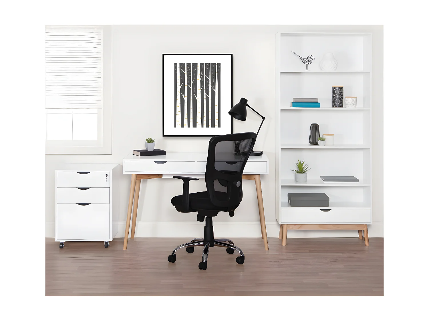 Schreibtisch mit 2 Schubladen - MDF - weiß - SKANDI