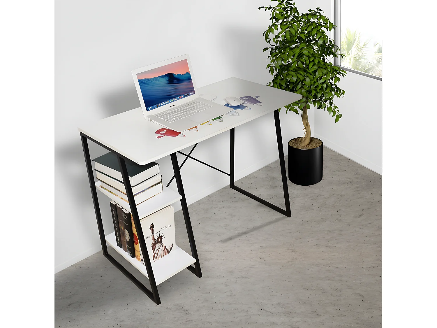 Bureau - aggloméré - blanc et noir - FUCY