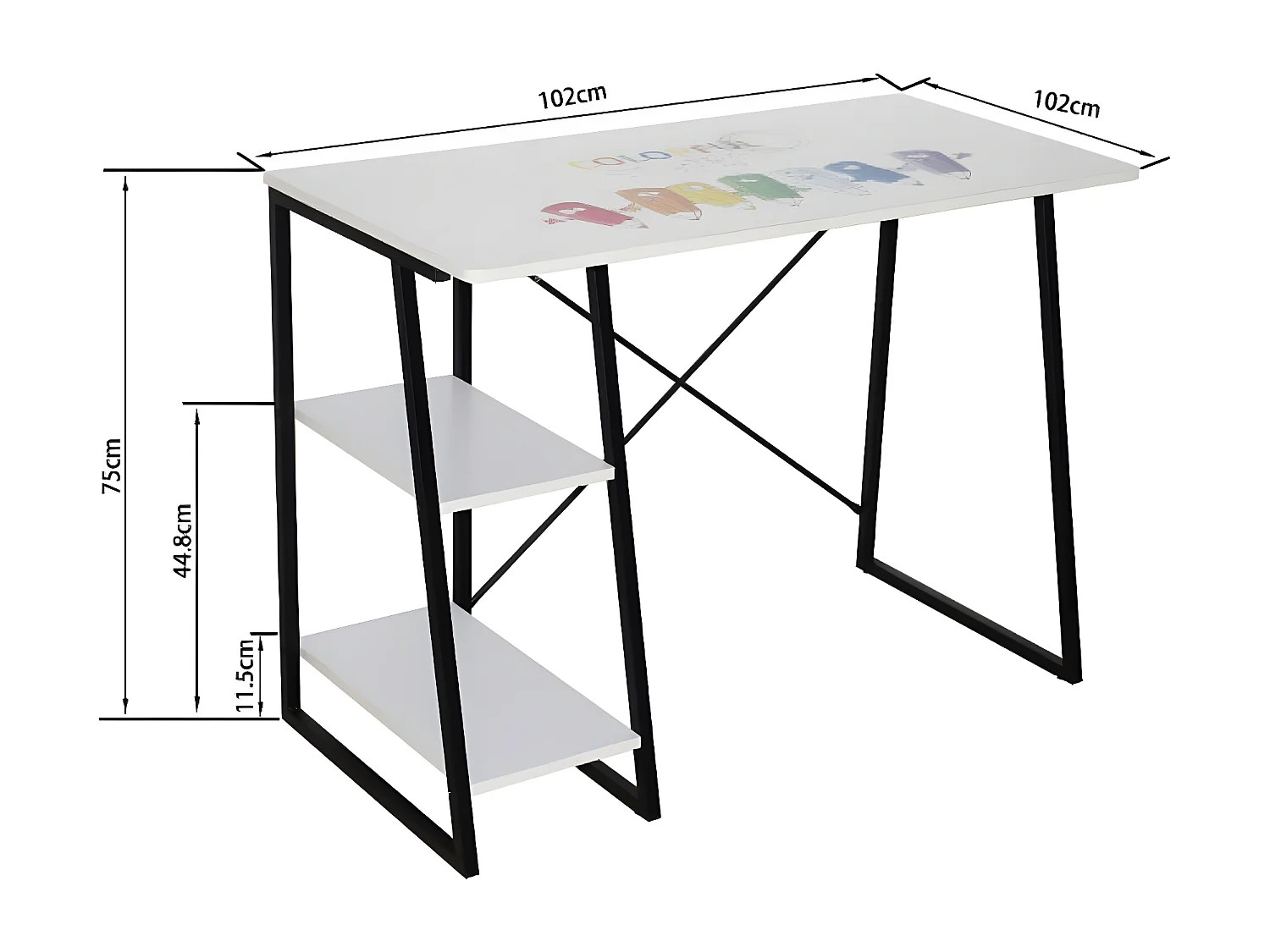 Bureau - aggloméré - blanc et noir - FUCY