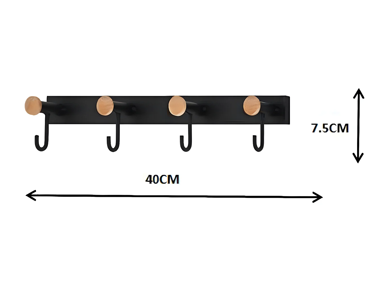 Porte-manteau mural 4 crochets - métal - noir - VEDIA