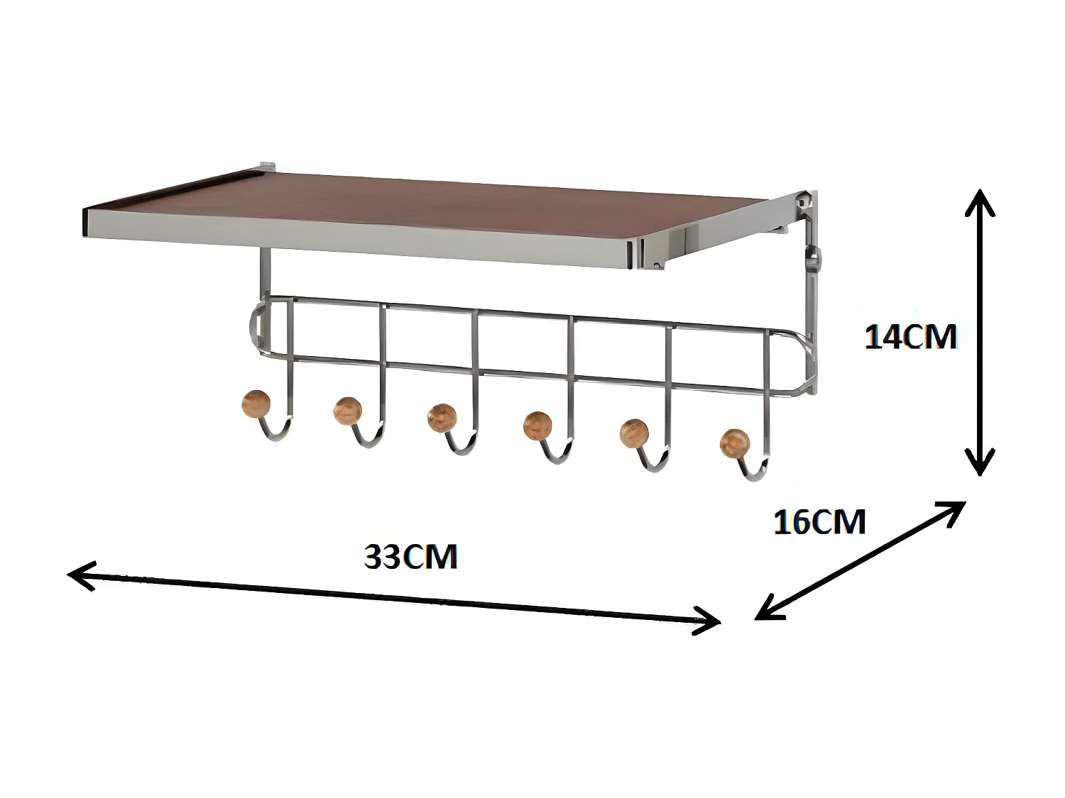Wandkapstok - MDF - Zilver - VESTA