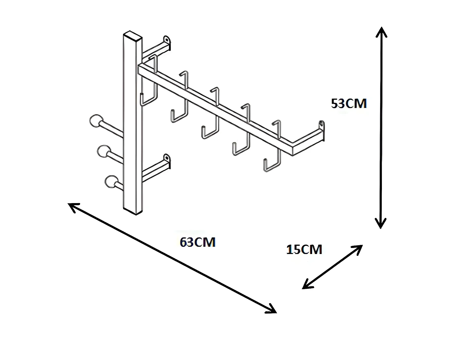 Wandgarderobe - Metall - schwarz - IRINA