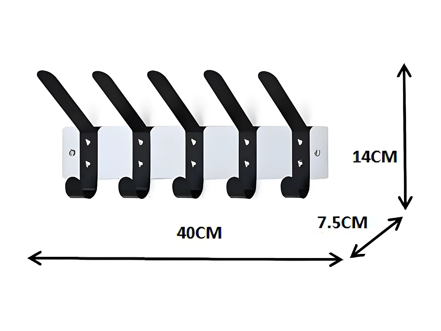 Wandkapstok - metaal - zilver & zwart - JERINA