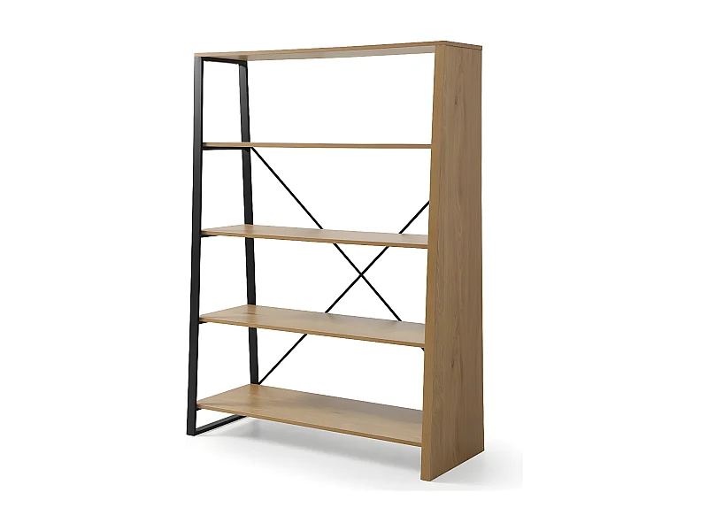 Regal mit 5 Ablagen - Braun & schwarz - MDF & Metall -  NOMIA