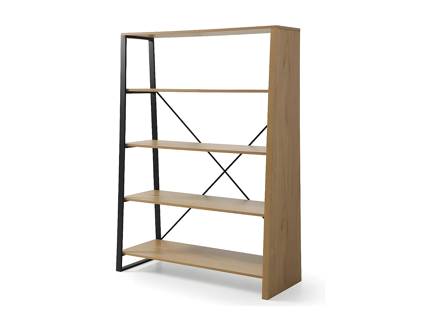 Regal mit 5 Ablagen - Braun & schwarz - MDF & Metall -  NOMIA