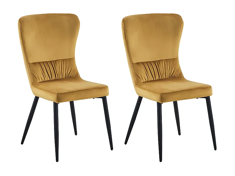 Esstushl 4er-Set - Stoff & Metall - Gelb -  AGENA