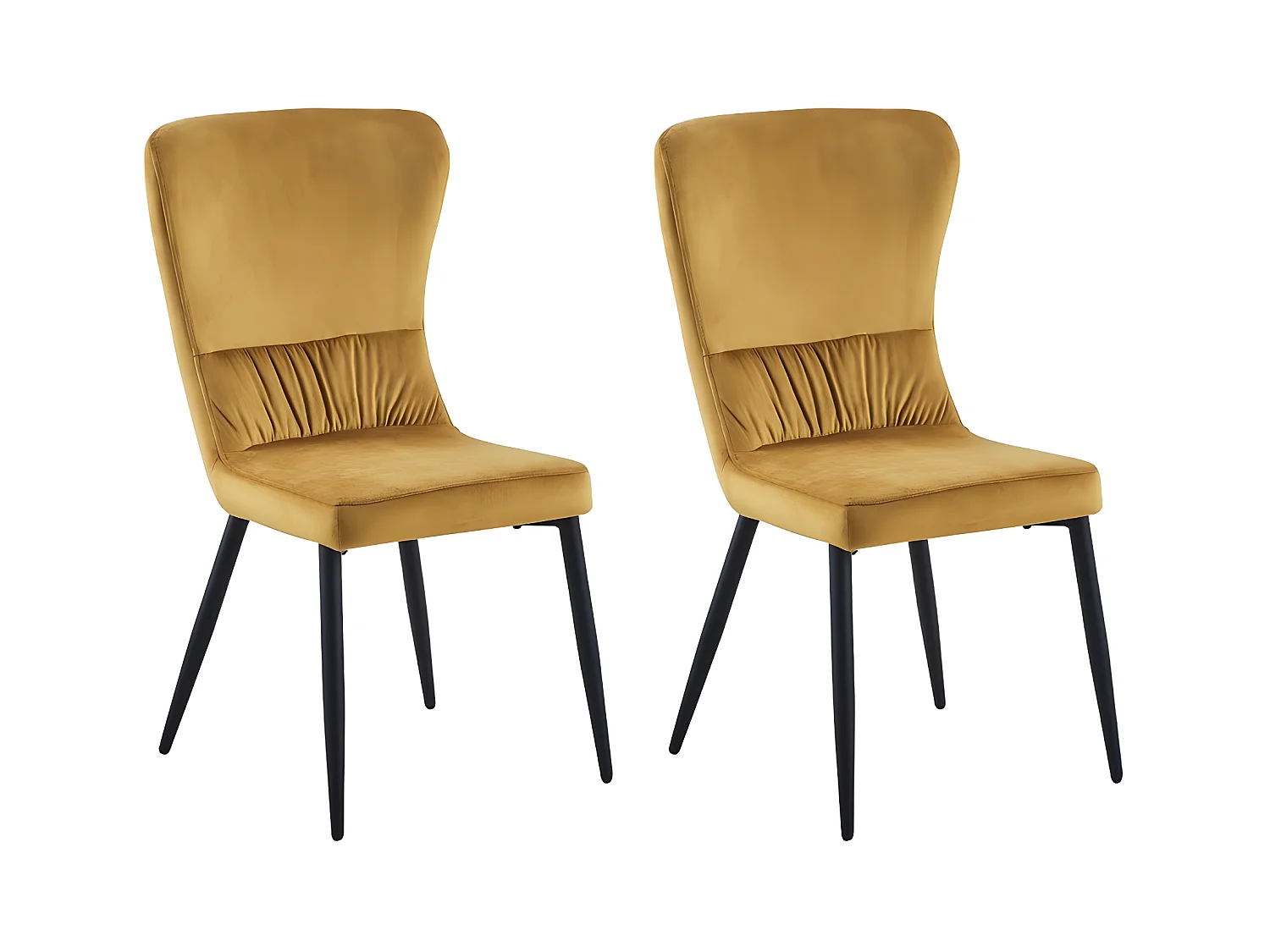 Esstushl 4er-Set - Stoff & Metall - Gelb -  AGENA