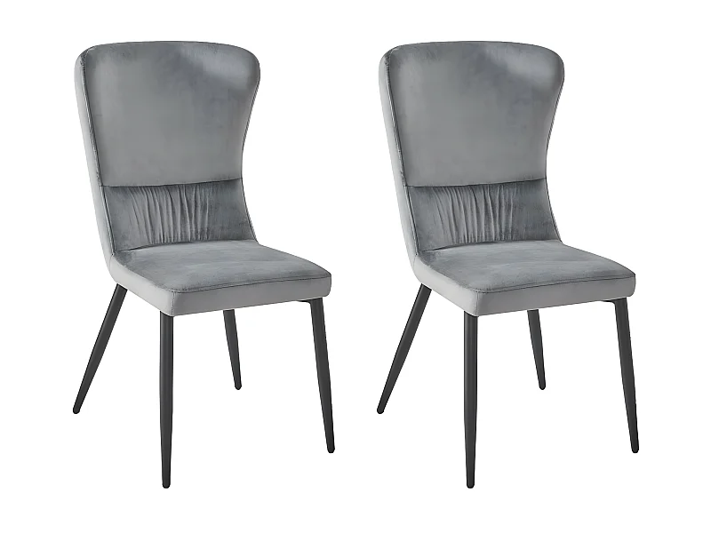 Esstushl 4er-Set - Stoff & Metall - Grau -  AGENA