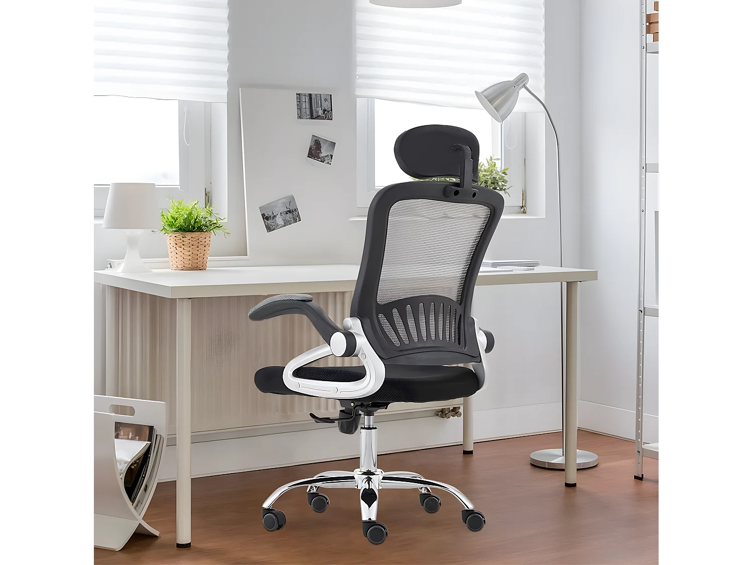 Fotel biurowy - tkanina - czarny - BERTOLD