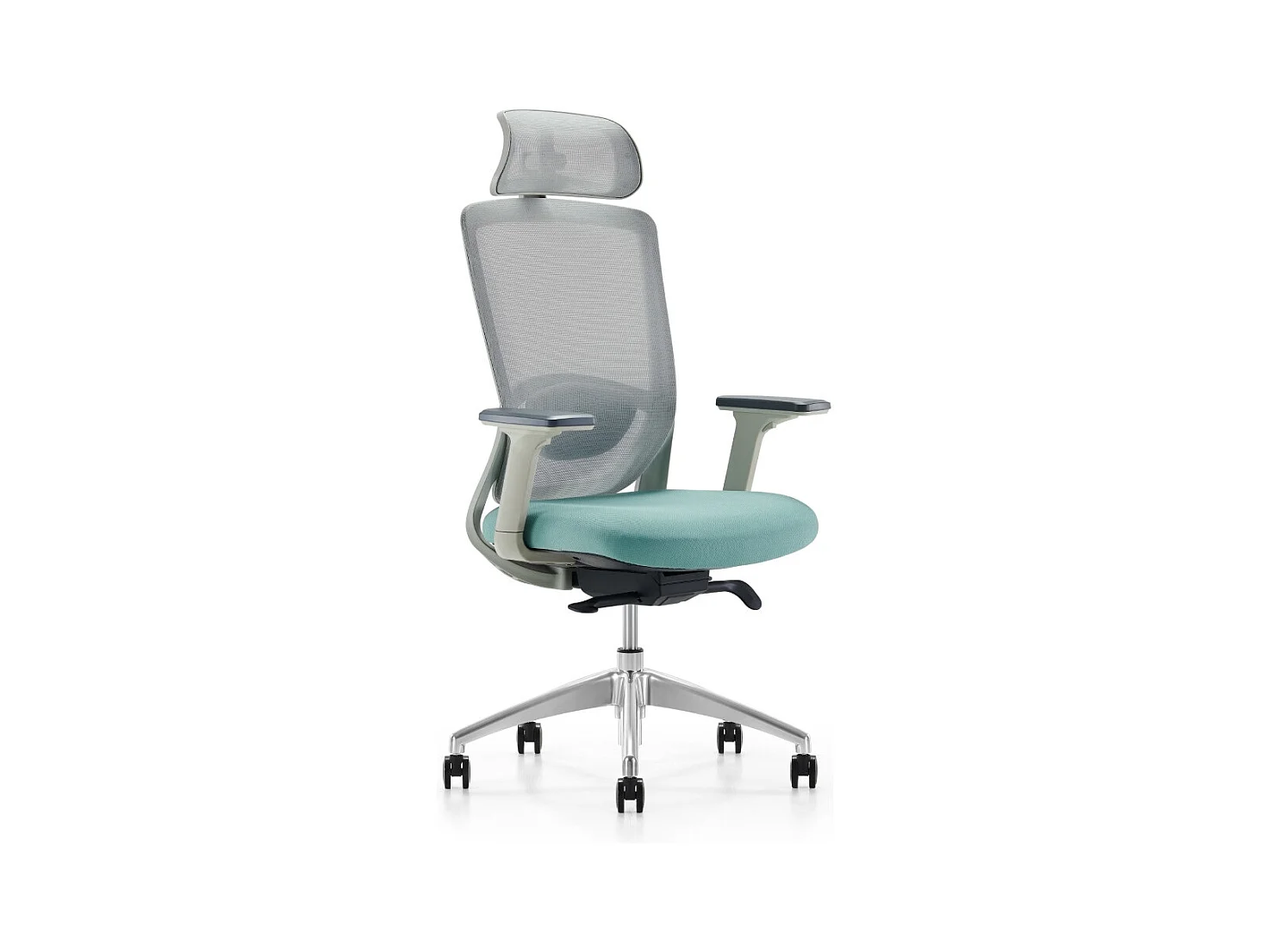 Chaise de bureau réglable en hauteur - tissu - gris et vert - SINEM