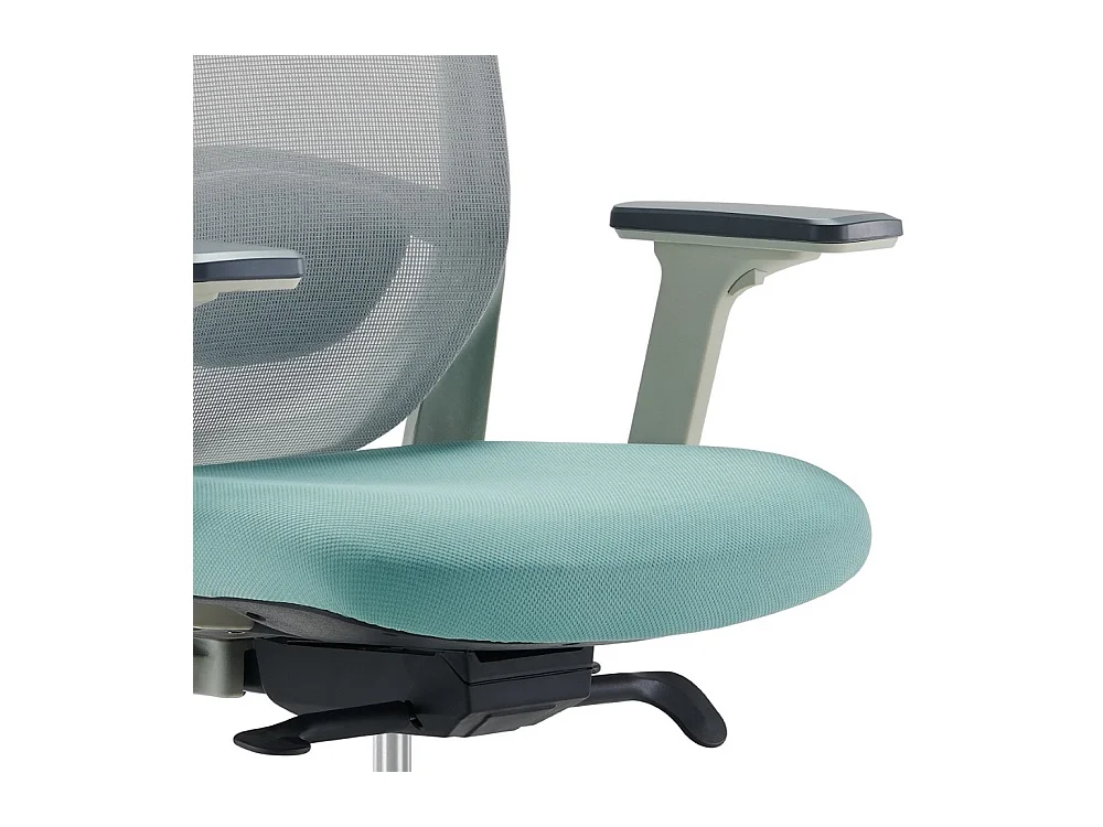 Chaise de bureau réglable en hauteur - tissu - gris et vert - SINEM