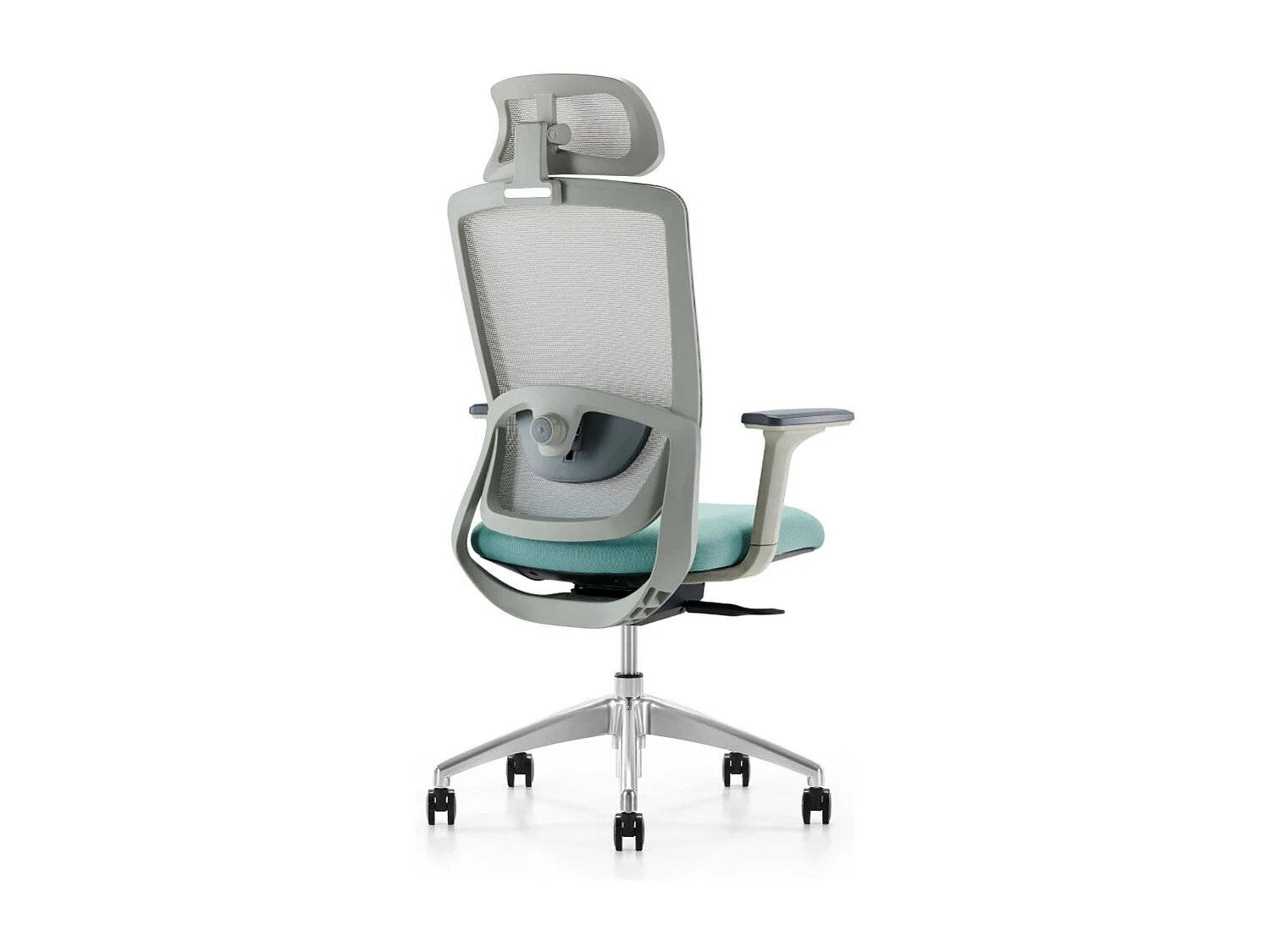 Chaise de bureau réglable en hauteur - tissu - gris et vert - SINEM