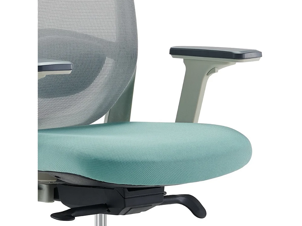 Chaise de bureau réglable en hauteur - tissu - gris et vert - SINEM