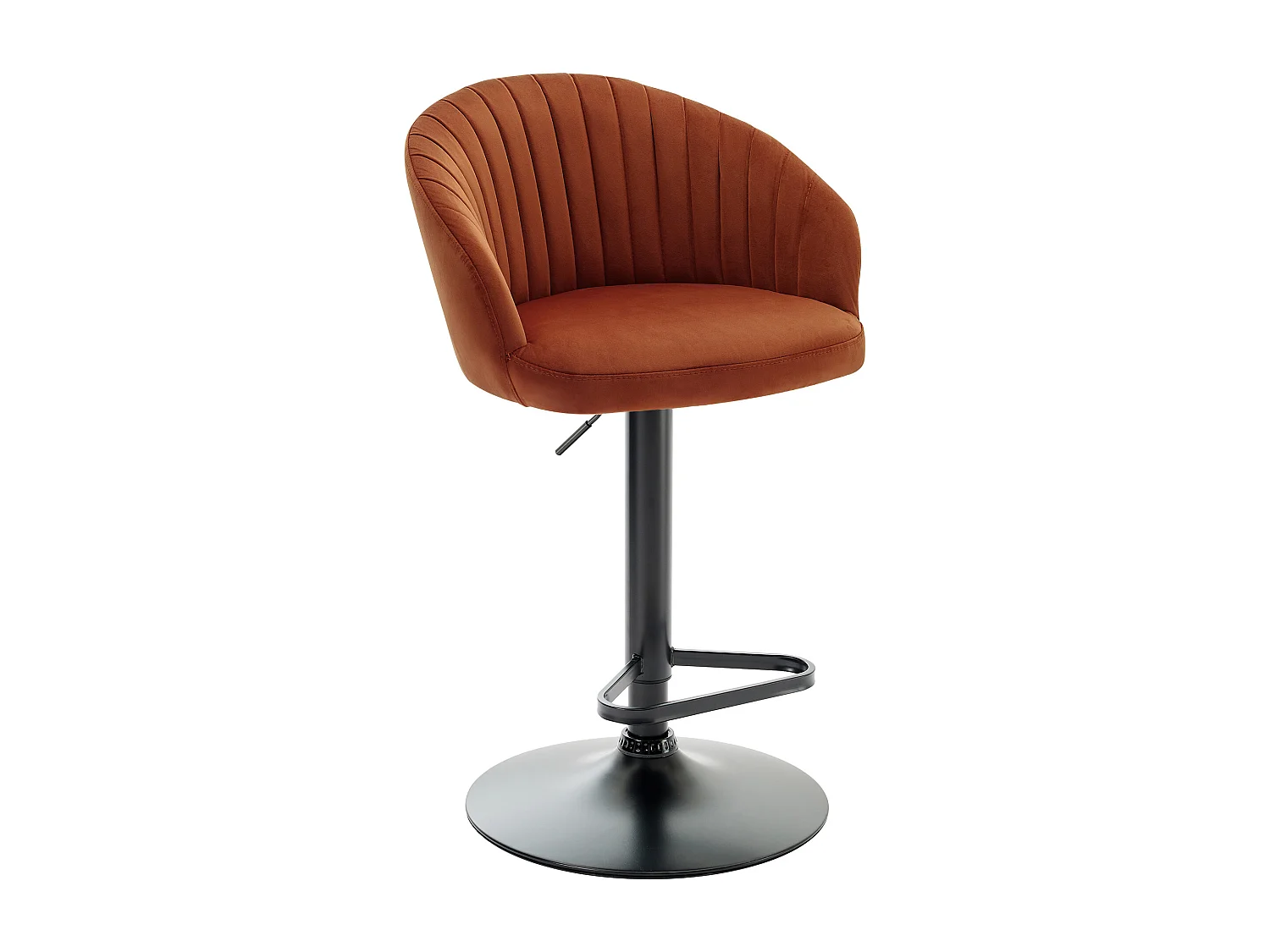 Conjunto de 2 bancos altos em veludo e metal preto, altura regulável, terracota - DORALIZ