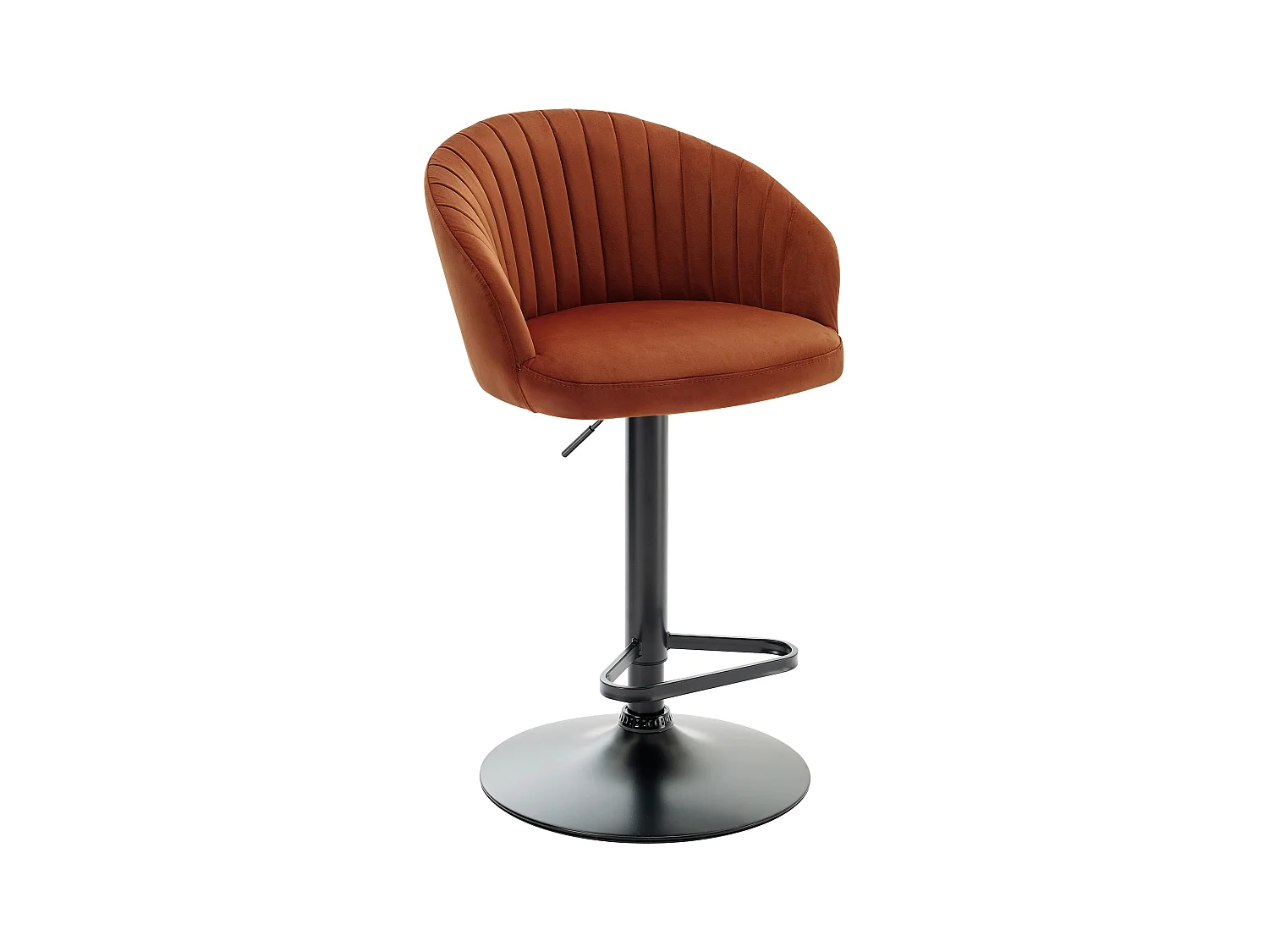 Barhocker 2er-Set höhenverstellbar - Samt & schwarzes Metall - Terracotta - DORALIZ