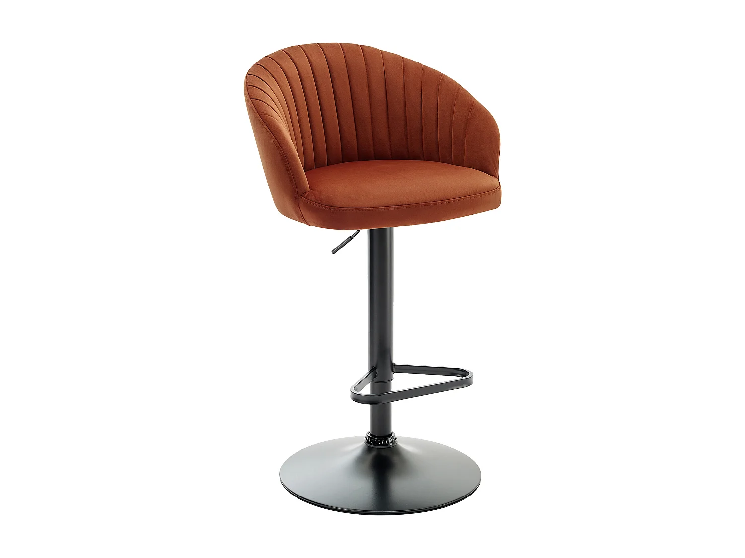 Set van 2 barkrukken van velours en zwart metaal - Verstelbare hoogte - Terracotta - DORALIZ