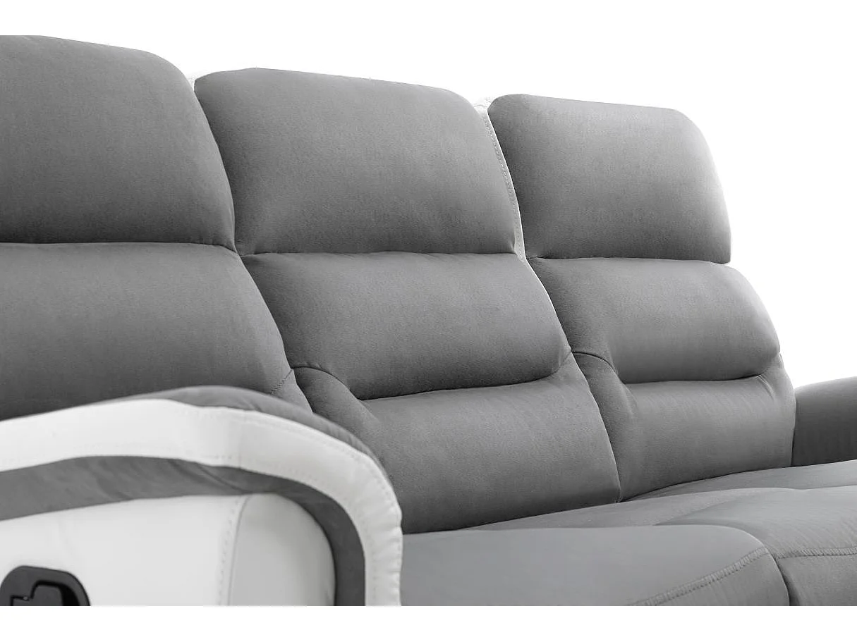 Canapé relax 3 places et 1 fauteuil Léon'en PU Blanc et MF Gris - Loungitude