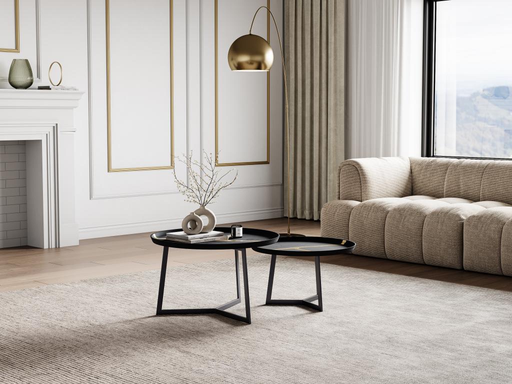 Couchtisch-Set - Metall - Schwarz & Goldfarben - ADALINA günstig online kaufen