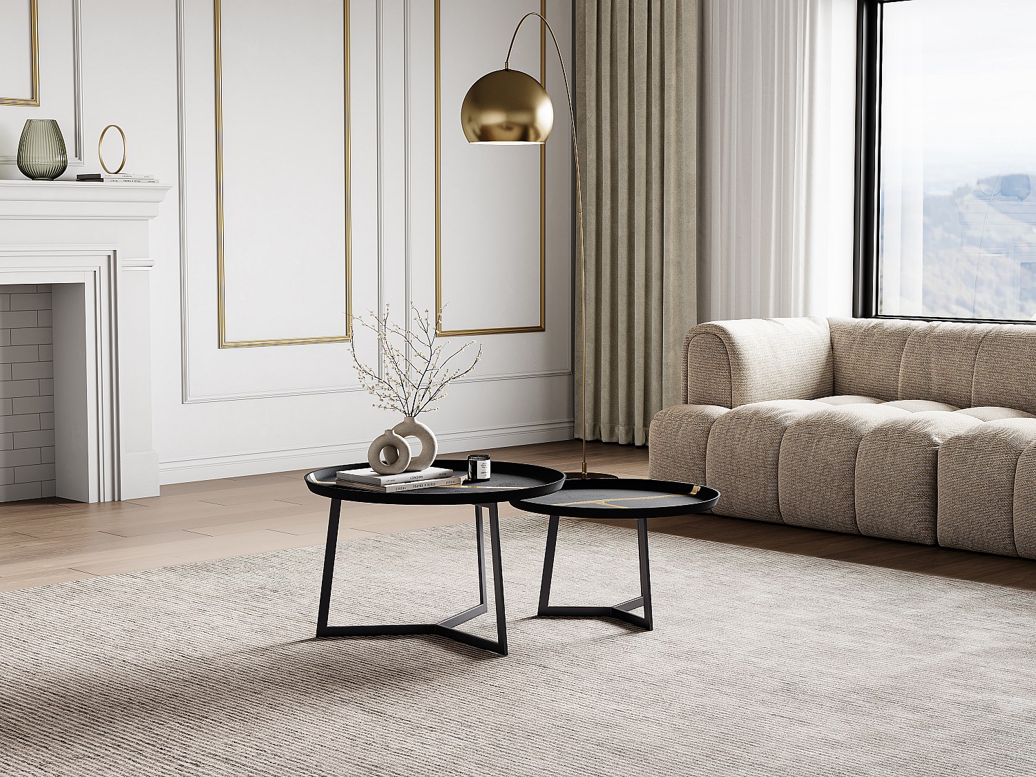 Couchtisch-Set - Metall - Schwarz & Goldfarben - ADALINA günstig online kaufen