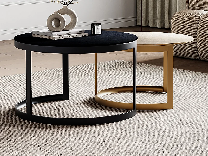 Tavolini a scomparsa in Metallo Nero e Dorato - LAIKA