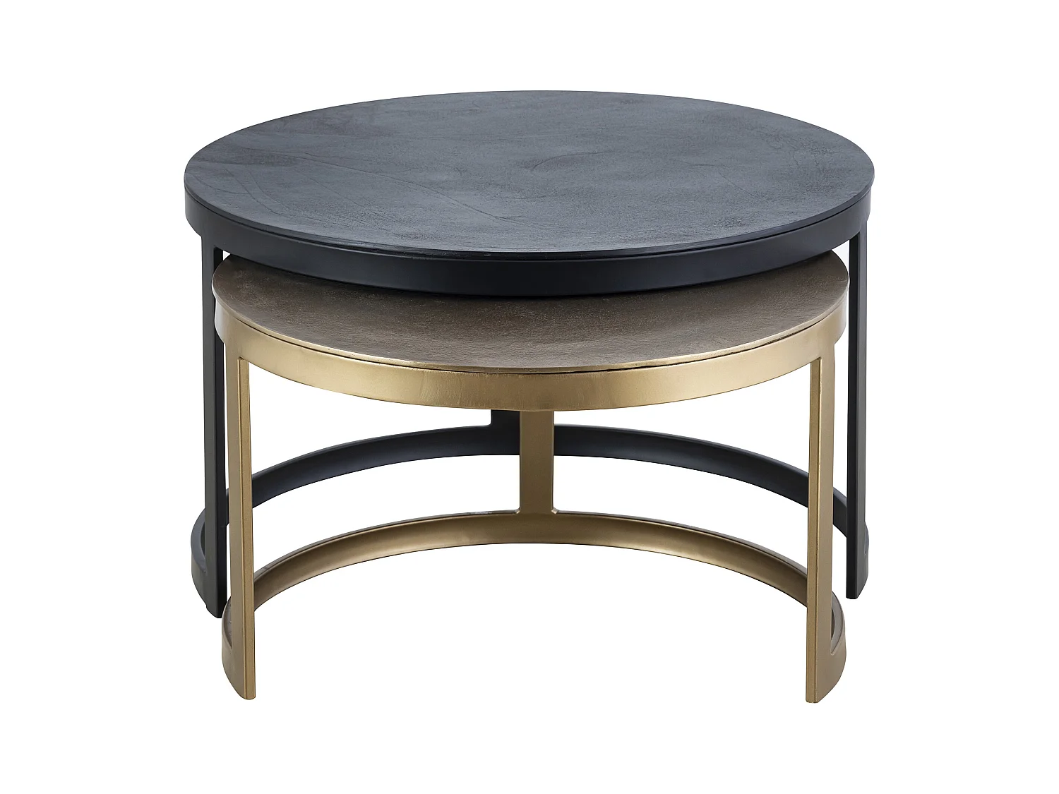 Tables basses gigognes en métal - Noir et Doré - LAIKA