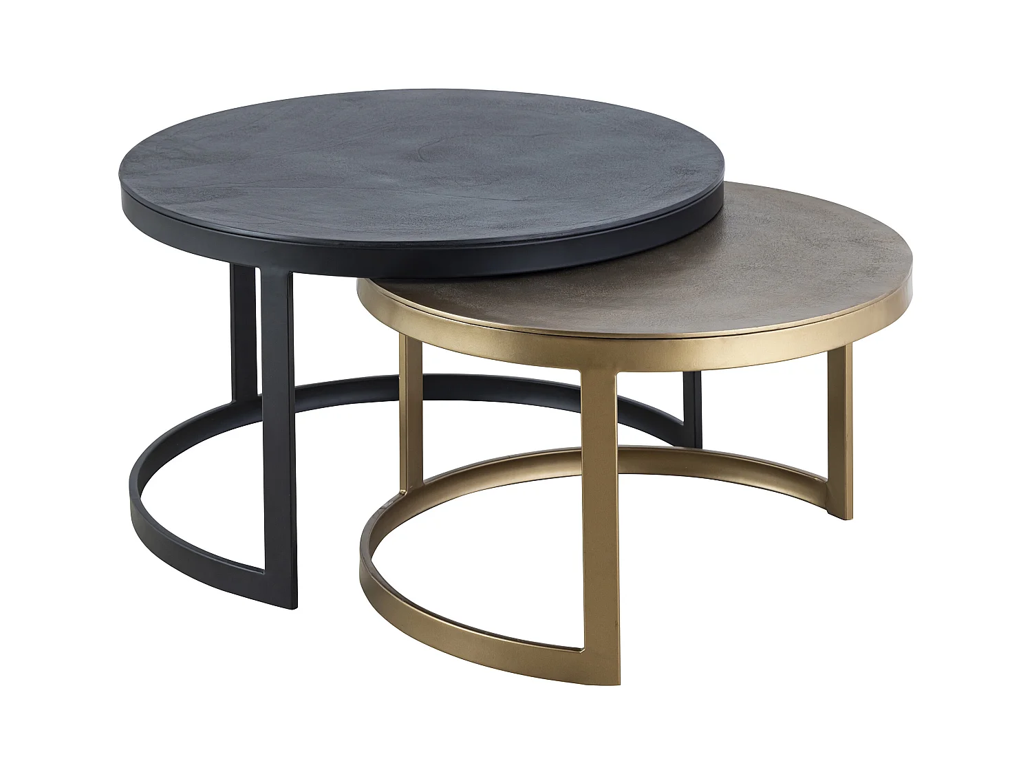Tables basses gigognes en métal - Noir et Doré - LAIKA