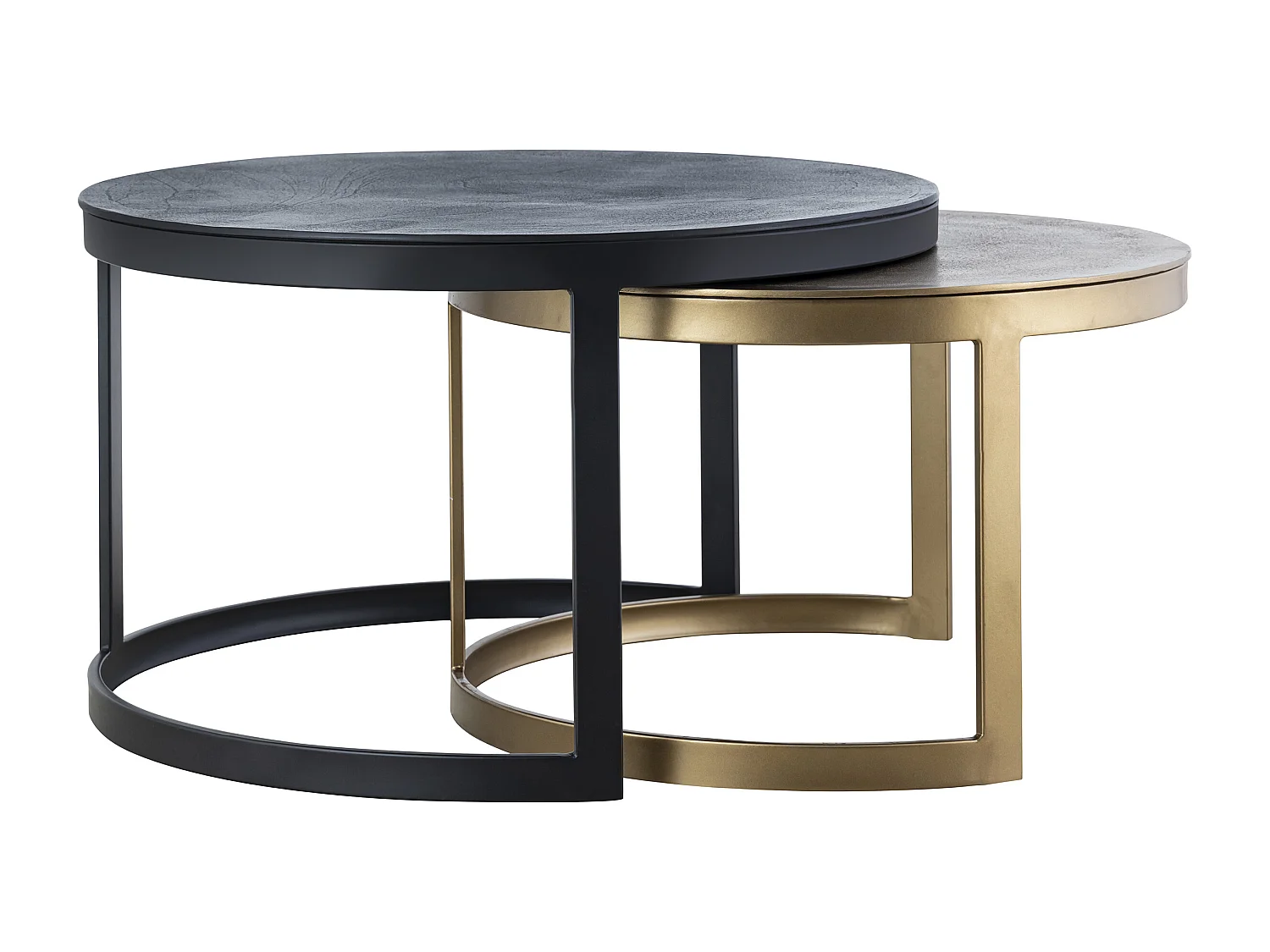 Couchtisch-Set - Metall - Schwarz & Goldfarben - LAIKA