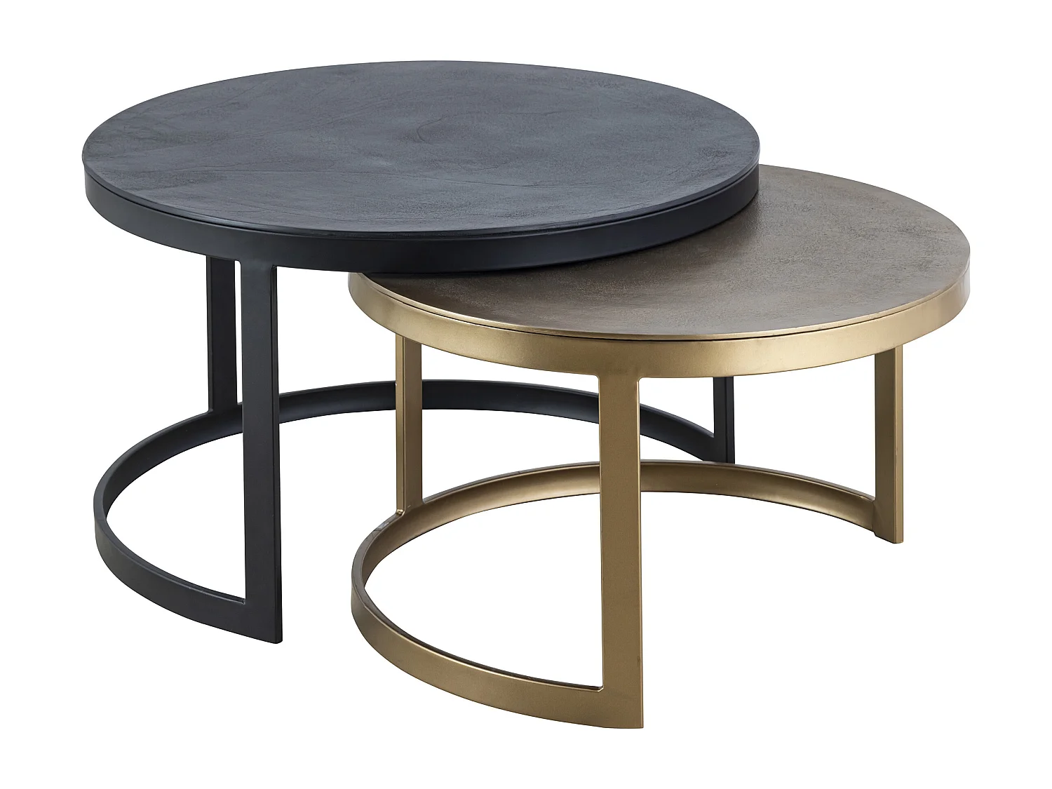 Couchtisch-Set - Metall - Schwarz & Goldfarben - LAIKA