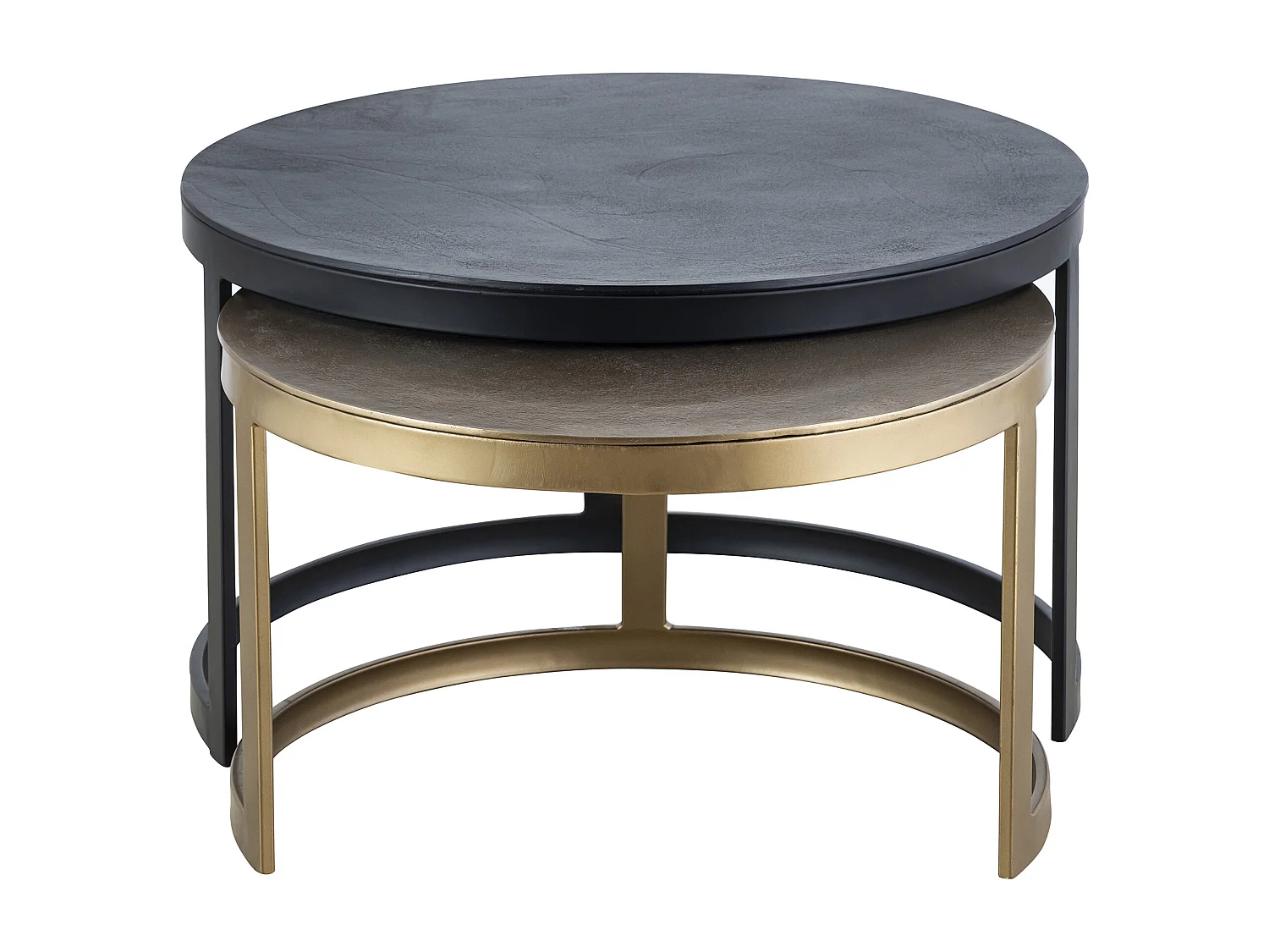 Couchtisch-Set - Metall - Schwarz & Goldfarben - LAIKA